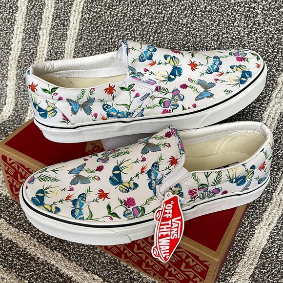 Vans Classic Slip-On Butterfly Floral Marshmallow MENS - Picture 11 of 16
